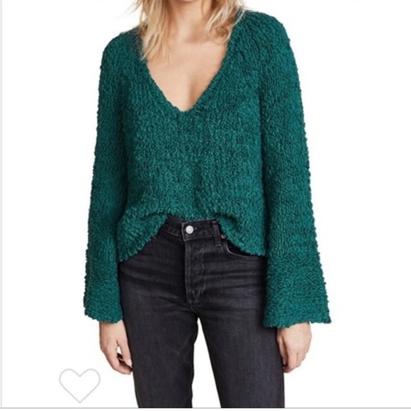 NWOT Free people sand dunes sweater size large teal - Picture 1 of 8